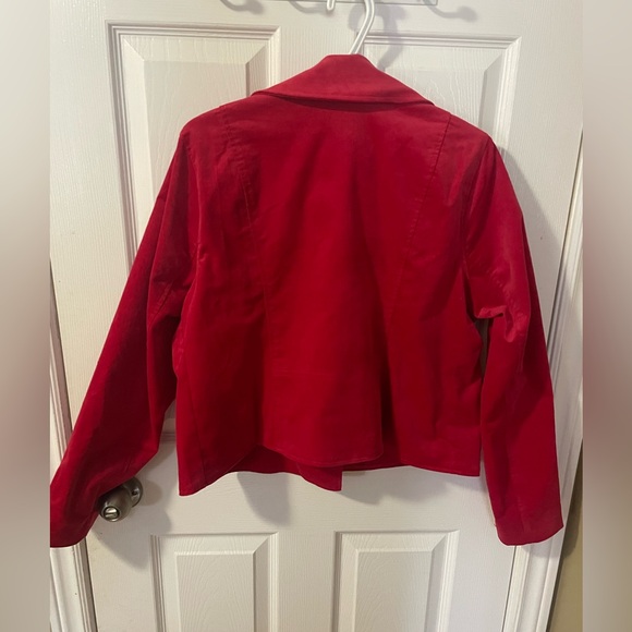 Stunning Jester Red Velveteen Moto Jacket - Size 12/14 - Picture 7 of 8